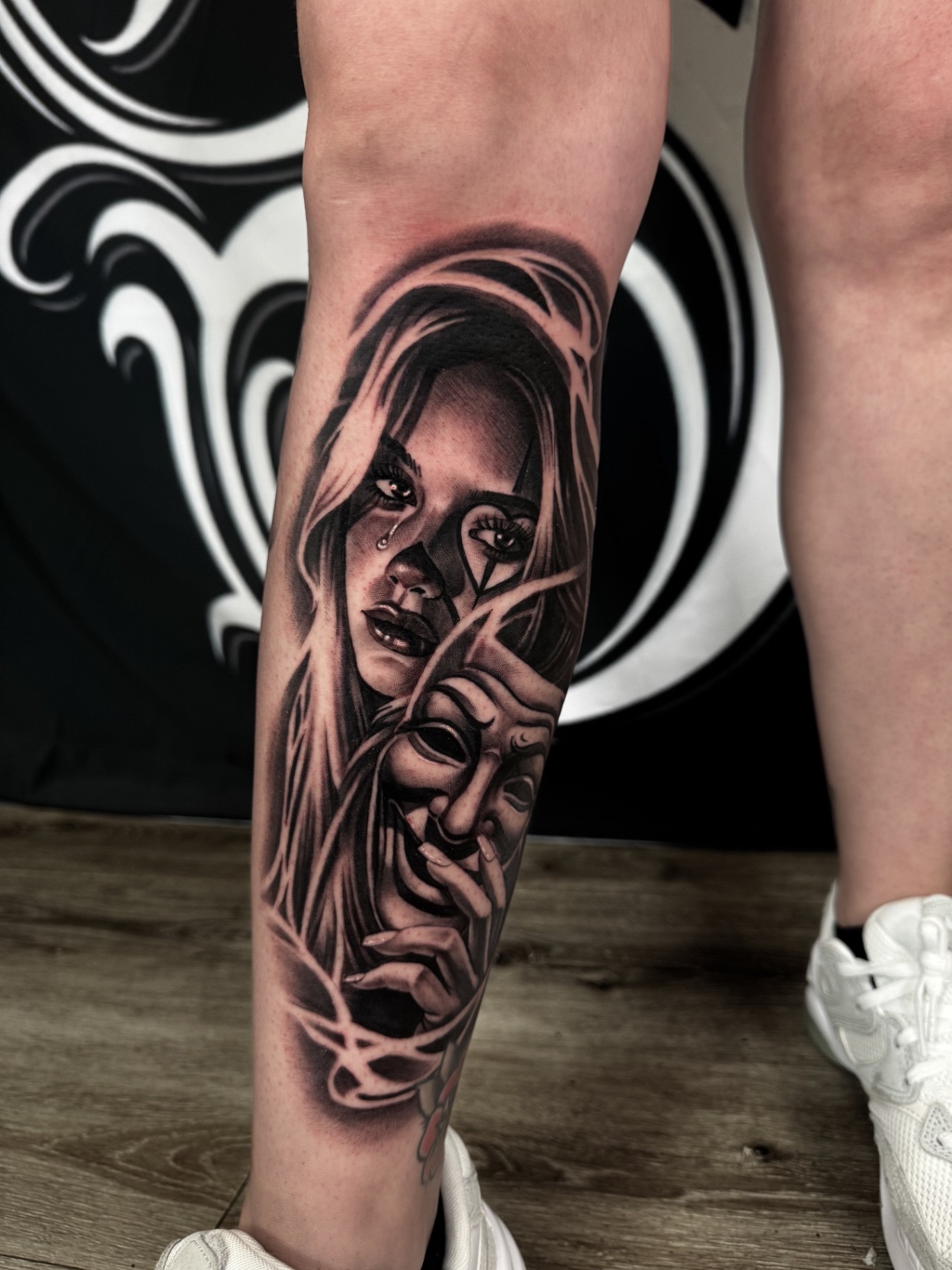 Black and grey realism tattoo by Scrappy 4